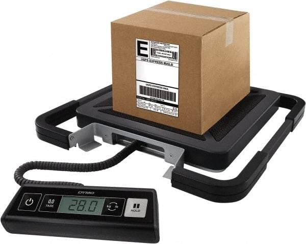 Dymo - 15" Base, 250 Lb Capacity, Digital Scale - 0.2 Lb & 0.1 Kg Graduation, USB, 120 Volt Adapter or (3) AAA Batteries - USA Tool & Supply
