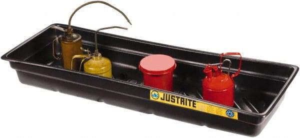 Justrite - 12 Gallon Capacity, 16 Inch Long x 46 Inch Wide, Polyurethane Spill Tray - 16 Inch Diameter, 5-1/2 Inch High, Black - USA Tool & Supply