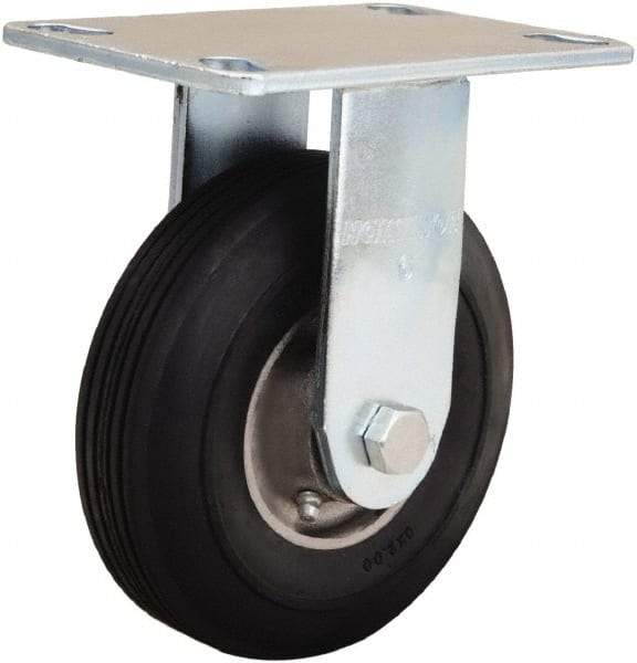 Hamilton - 6" Diam x 2" Wide, Rubber Rigid Caster - 300 Lb Capacity, Top Plate Mount, 4-1/2" x 6-1/4" Plate, Straight Roller Bearing - USA Tool & Supply