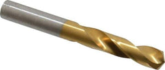 Hertel - 0.358" 135° Spiral Flute High Speed Steel Screw Machine Drill Bit - TiN Finish, Right Hand Cut, 1-3/4" Flute Length, 3-1/16" OAL, Split Point, Straight Shank - USA Tool & Supply