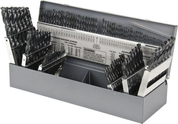 Hertel - 1/16 to 1/2", 135° Point, Oxide Finish, High Speed Steel Jobber Length Drill Bit Set - USA Tool & Supply