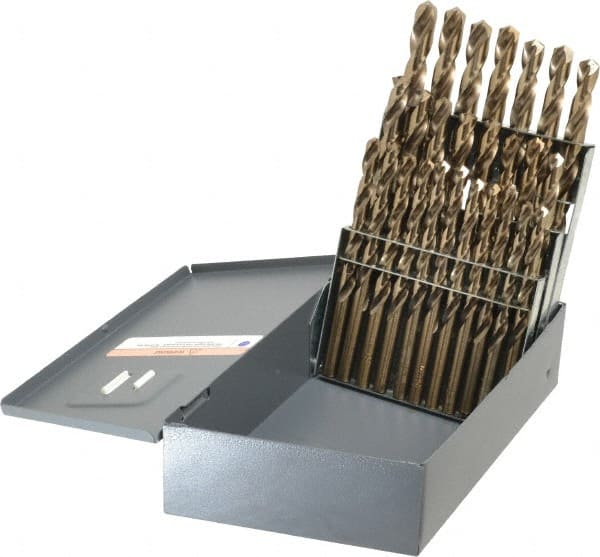 Hertel - 135° Point, Bright Finish, Cobalt Jobber Length Drill Bit Set - USA Tool & Supply