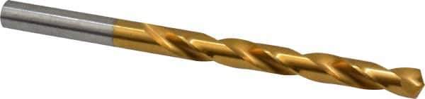 Hertel - Letter N 135° High Speed Steel Jobber Drill - TiN Finish, Right Hand Cut, Spiral Flute, Straight Shank, 4-3/8" OAL, Split Point - USA Tool & Supply