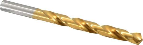 Hertel - Letter X 135° High Speed Steel Jobber Drill - TiN Finish, Right Hand Cut, Spiral Flute, Straight Shank, 5-1/8" OAL, Split Point - USA Tool & Supply