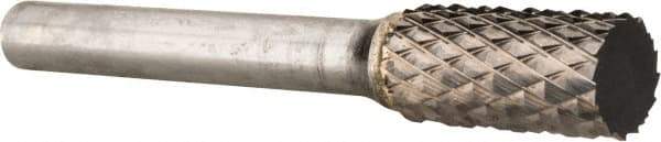 SGS Pro - 3/8" Cut Diam, 1/4" Shank Diam, Cylinder Head Double Cut Burr - Carbide, Flat End, 3/4" LOC, 2-1/2" OAL - USA Tool & Supply