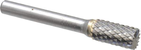 SGS Pro - 3/8" Cut Diam, 1/4" Shank Diam, Cylinder with End Cut Head Double Cut Burr - Carbide, End Cut End, 3/4" LOC, 2-1/2" OAL - USA Tool & Supply