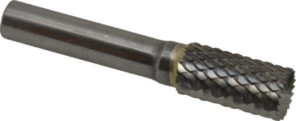 SGS Pro - 1/2" Cut Diam, 3/8" Shank Diam, Cylinder with End Cut Head Double Cut Burr - Carbide, End Cut End, 1" LOC, 3" OAL - USA Tool & Supply