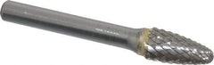 SGS Pro - 3/8" Cut Diam, 1/4" Shank Diam, Tree with Radius Head Double Cut Burr - Carbide, Radius End, 3/4" LOC, 2-1/2" OAL - USA Tool & Supply