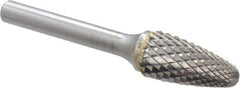 SGS Pro - 1/2" Cut Diam, 1/4" Shank Diam, Tree with Radius Head Double Cut Burr - Carbide, Radius End, 1" LOC, 2-3/4" OAL - USA Tool & Supply