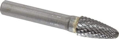 SGS Pro - 1/2" Cut Diam, 3/8" Shank Diam, Tree with Radius Head Double Cut Burr - Carbide, Radius End, 1" LOC, 3" OAL - USA Tool & Supply