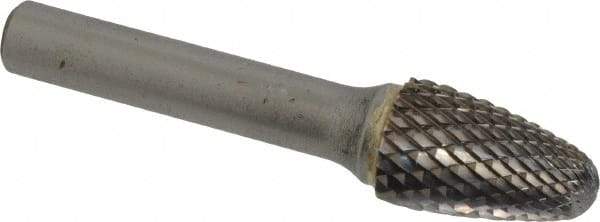 SGS Pro - 5/8" Cut Diam, 3/8" Shank Diam, Tree with Radius Head Double Cut Burr - Carbide, Radius End, 1" LOC, 3" OAL - USA Tool & Supply