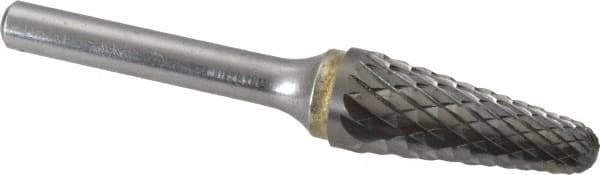 SGS Pro - 1/2" Cut Diam, 1/4" Shank Diam, Cylinder Head Double Cut Burr - Carbide, Flat End, 1-1/8" LOC, 3" OAL - USA Tool & Supply