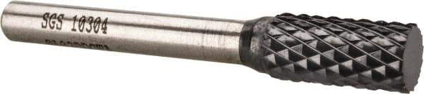 SGS Pro - 3/8" Cut Diam, 1/4" Shank Diam, Cylinder Head Double Cut Burr - Carbide, Flat End, 3/4" LOC, 2-1/2" OAL - USA Tool & Supply