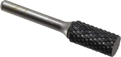 SGS Pro - 1/2" Cut Diam, 1/4" Shank Diam, Cylinder Head Double Cut Burr - Carbide, Flat End, 1" LOC, 2-3/4" OAL - USA Tool & Supply