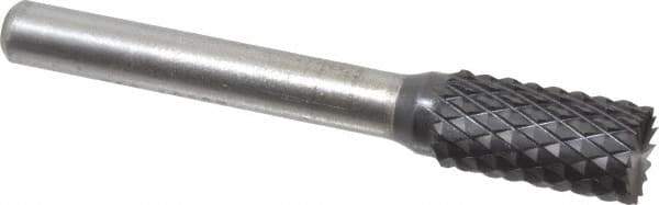 SGS Pro - 3/8" Cut Diam, 1/4" Shank Diam, Cylinder with End Cut Head Double Cut Burr - Carbide, End Cut End, 3/4" LOC, 2-1/2" OAL - USA Tool & Supply