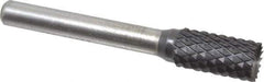 SGS Pro - 3/8" Cut Diam, 1/4" Shank Diam, Cylinder with End Cut Head Double Cut Burr - Carbide, End Cut End, 3/4" LOC, 2-1/2" OAL - USA Tool & Supply