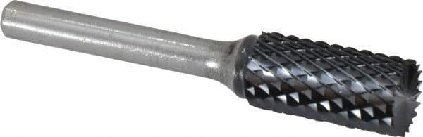 SGS Pro - 1/2" Cut Diam, 1/4" Shank Diam, Cylinder with End Cut Head Double Cut Burr - Carbide, End Cut End, 1" LOC, 2-3/4" OAL - USA Tool & Supply