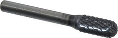 SGS Pro - 3/8" Cut Diam, 1/4" Shank Diam, Cylinder with Radius Head Double Cut Burr - Carbide, Radius End, 3/4" LOC, 2-1/2" OAL - USA Tool & Supply