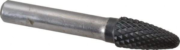 SGS Pro - 1/2" Cut Diam, 3/8" Shank Diam, Tree with Radius Head Double Cut Burr - Carbide, Radius End, 1" LOC, 3" OAL - USA Tool & Supply