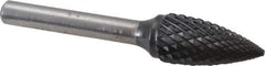 SGS Pro - 1/2" Cut Diam, 1/4" Shank Diam, Tree Head Double Cut Burr - Carbide, Point End, 1" LOC, 2-3/4" OAL - USA Tool & Supply