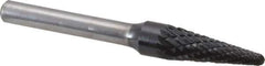 SGS Pro - 3/8" Cut Diam, 1/4" Shank Diam, Taper Head Double Cut Burr - Carbide, Radius End, 1-1/16" LOC, 2-15/16" OAL - USA Tool & Supply