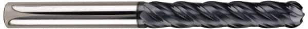 SGS - 1/2" Diam, 2" LOC, 4 Flute Solid Carbide Ball End Mill - AlTiN Finish, Single End, 4-1/2" OAL, 1/2" Shank Diam, Spiral Flute - USA Tool & Supply
