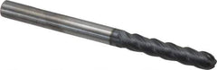 SGS - 5/16" Diam, 1-5/8" LOC, 4 Flute Solid Carbide Ball End Mill - AlTiN Finish, Single End, 4" OAL, 5/16" Shank Diam, Spiral Flute - USA Tool & Supply