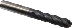 SGS - 3/4" Diam, 3" LOC, 4 Flute Solid Carbide Ball End Mill - AlTiN Finish, Single End, 6" OAL, 3/4" Shank Diam, Spiral Flute - USA Tool & Supply