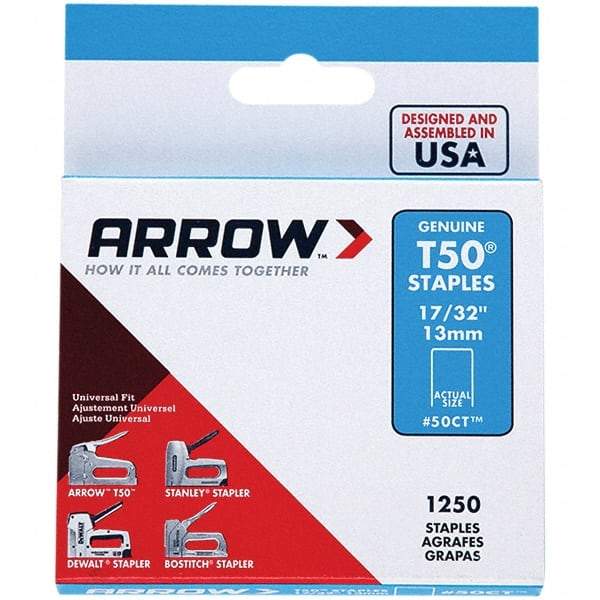 Arrow - 3/8" Wide Galvanized Steel Heavy-Duty Staples - 17/32" Leg Length - USA Tool & Supply