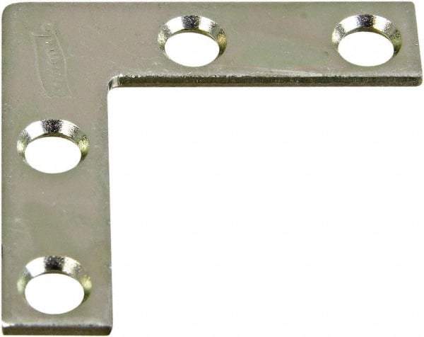 National Mfg. - 1-1/2" Long x 3/8" Wide Steel Corner Braces - Zinc Plated Finish - USA Tool & Supply