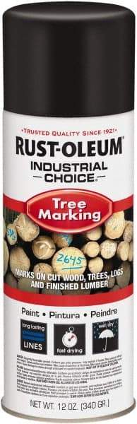 Rust-Oleum - 12 fl oz Black Marking Paint - 300' Coverage, Modified Alkyd Formula, >500 gL VOC - USA Tool & Supply