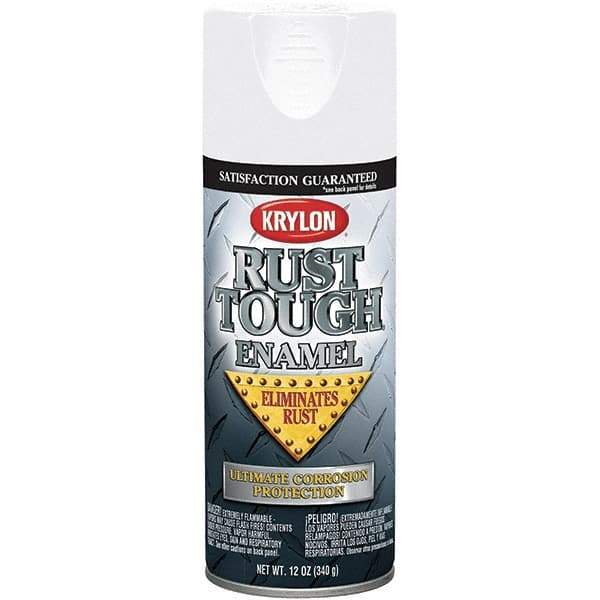 Krylon - White, Gloss, Rust Proof Enamel Spray Paint - 25 Sq Ft per Can, 12 oz Container, Use on Wood, Metal - USA Tool & Supply