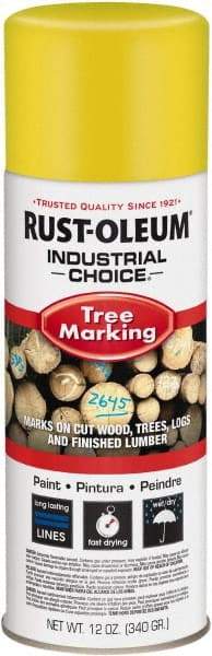 Rust-Oleum - 12 fl oz Yellow Marking Paint - 300' Coverage, Modified Alkyd Formula, >500 gL VOC - USA Tool & Supply