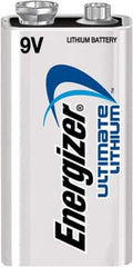 Energizer - Size 9V, Lithium, Standard Battery - 9 Volts, Snap Terminal - USA Tool & Supply