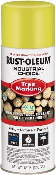 Rust-Oleum - 12 fl oz Fluorescent Yellow Marking Paint - 300' Coverage, Modified Alkyd Formula, >500 gL VOC - USA Tool & Supply