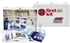 Medique - 150 Piece, 25 Person, Industrial First Aid Kit - 11" Wide x 7-1/2" Deep x 2-1/2" High, Metal Case - USA Tool & Supply