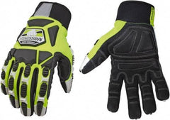 Youngstown - Size 3XL (12), ANSI Cut Lvl 4, Puncture Lvl 4, Abrasion Lvl 4, Cut & Puncture Resistant Gloves - Kevlar Lining, Slip-On Cuff, Hi-Vis Lime/Black, Paired - USA Tool & Supply