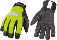 Youngstown - Size XL (10) 3M Scotchlite/Synthetic Leather/Microfleece Waterproof, Windproof & Cold & Heat Protection Work Gloves - For General Purpose, Uncoated, Hook & Loop Cuff, Full Fingered, Black/Hi-Vis Lime, Paired - USA Tool & Supply