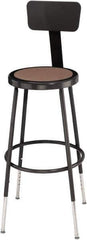NPS - 14 Inch Wide x 14 Inch Deep x 25 to 32-1/2 Inch High, Steel Base, Adjustable Height Stool - Hardboard Seat, Black - USA Tool & Supply