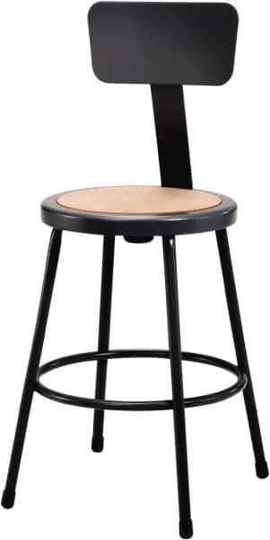 NPS - 24 Inch High, Stationary Fixed Height Stool with Adjustable Height Backrest - 14 Inch Deep x 14 Inch Wide, Hardboard Seat, Black - USA Tool & Supply