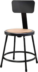 NPS - 18 Inch High, Stationary Fixed Height Stool with Adjustable Height Backrest - 14 Inch Deep x 14 Inch Wide, Hardboard Seat, Black - USA Tool & Supply