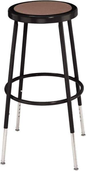 NPS - 14 Inch Wide x 14 Inch Deep x 25 to 33 Inch High, Steel Base, Adjustable Height Stool - Hardboard Seat, Black - USA Tool & Supply