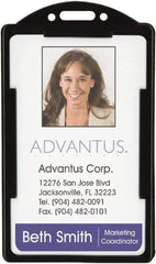 ADVANTUS - Clip-On Badge Holder - Black - USA Tool & Supply