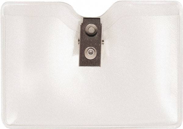 ADVANTUS - Clip-On Badge Holder - Clear - USA Tool & Supply