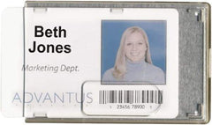 ADVANTUS - Various Attachment Types Badge Holder - Clear - USA Tool & Supply