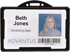 ADVANTUS - Clip-On Badge Holder - Black - USA Tool & Supply