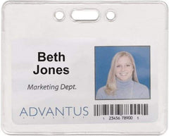ADVANTUS - Clip-On Badge Holder - Clear - USA Tool & Supply