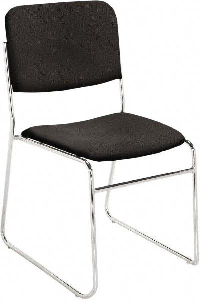 NPS - Fabric Black Stacking Chair - Chrome Frame, 19" Wide x 21" Deep x 33" High - USA Tool & Supply