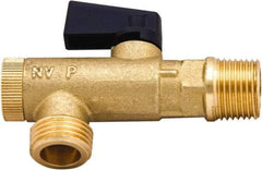 PRO-SOURCE - 3/8 x 1/2" Pipe, NPT Port, Brass Filter Ball Valve - Inline - One Way Flow, NPT Ends, Wedge Handle, 725 WOG - USA Tool & Supply