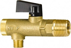PRO-SOURCE - 3/8" Pipe, NPT Port, Brass Filter Ball Valve - Inline - One Way Flow, MNPT x FNPT Ends, Wedge Handle, 725 WOG - USA Tool & Supply